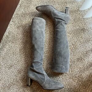 Stuart Weitzman Gray Suede Knee-High Boots, size 7.5, Made in Spain!